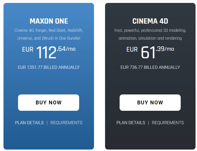 cinema 4d pricing plan