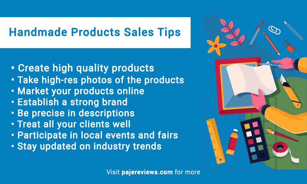 handmade products sales tips info graphic